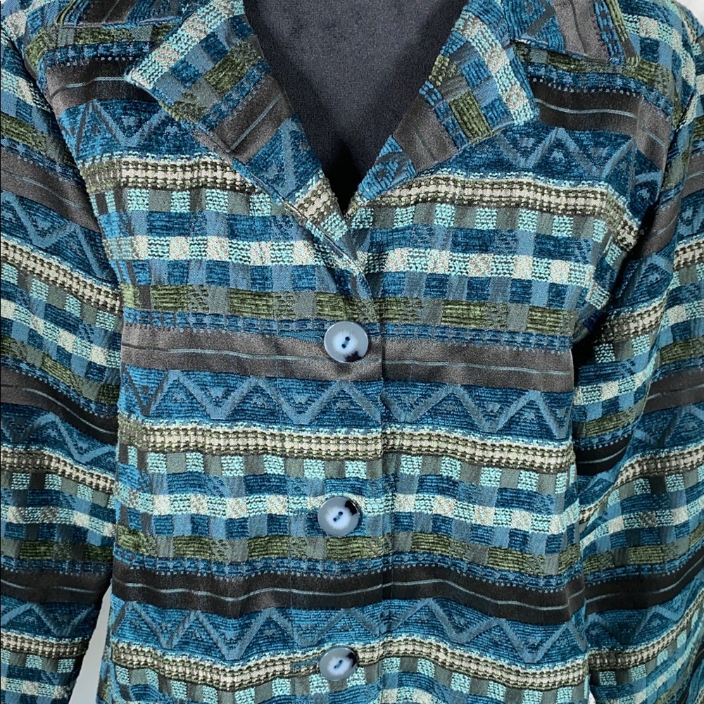 Vintage Sag Harbor Womens 14 Blazer Blue Turquoise Size - Picture 3 of 11